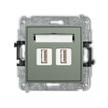 Mechanizm gniazda podwójnego 2xUSB A-A 2.0 Karlik seria MINI 61MGUSB-2 kolor szałwiowy