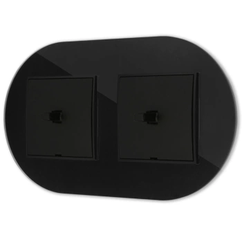 Dwa włączniki pojedyncze w stylu USA ramka okrągła efekt szkła seria ICON kolor czarny