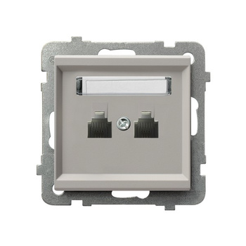 Gniazdo telefoniczne podwójne niezależne seria SONATA kolor Kaszmir symbol GPT-2RN/m/82