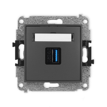 Mechanizm gniazda pojedynczego USB A-A 3.0 Karlik seria ICON 28IGUSB-5 kolor grafitowy mat