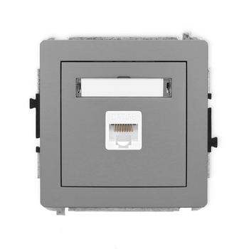 Mechanizm gniazda komputerowego pojedynczego 1xRJ45, kat. 5e, 8-stykowy Karlik seria DECO 27DGK-1 kolor szary mat
