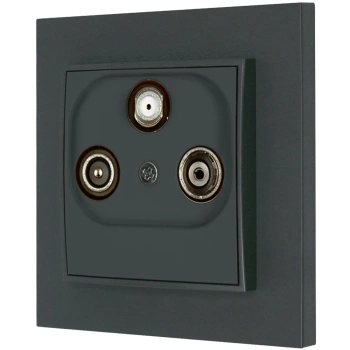 Gniazdo rtv-sat z ramką prostą seria MINI kolor grafitowy mat