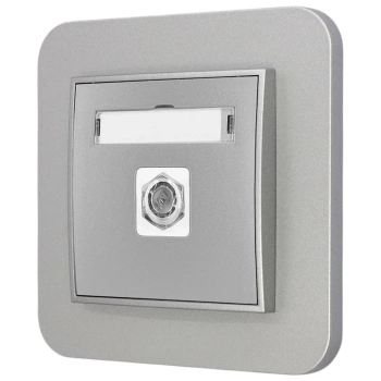 Gniazdo antenowe 1x z ramką zaokrągloną seria MINI kolor srebrny