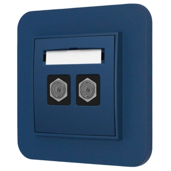 Gniazdo antenowe 2x z ramką zaokrągloną seria MINI kolor navy blue