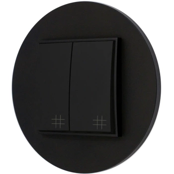 Włącznik krzyżowy podwójny z ramką okrągłą seria MINI kolor czarny mat