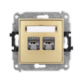 Mechanizm gniazda komputerowego podwójnego 2xRJ45, kat. 6, ekranowany, 8-stykowy Karlik seria ICON 29IGK-6 kolor złoty