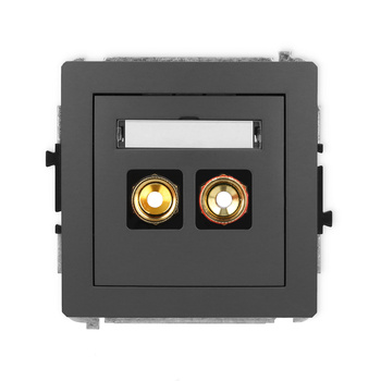 Mechanizm gniazda głośnikowego pojedynczego typu banan - czerwony i czarny, pozłacany, 4 mm2, skręcany Karlik seria DECO 28DGG-4 kolor grafitowy mat