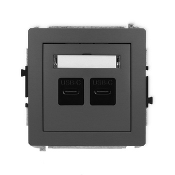 Mechanizm ładowarki USB podwójnej 2xUSB C, 20W max. Karlik seria DECO 28DCUSB-7 kolor grafitowy mat