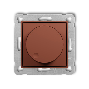 Mechanizm elektronicznego regulatora oświetlenia przyciskowo-obrotowego do współpracy z zasilaczami sterowanymi napięciem 1-10 V Karlik seria ICON 63IRO-3 kolor terakota