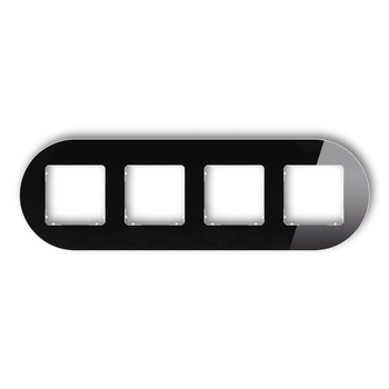 Ramka uniwersalna poczwórna okrągła - efekt szkła ramka: czarna spód: biały Karlik seria ICON 12-0-IRSO-4 kolor czarny