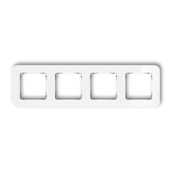 Ramka uniwersalna poczwórna zaokrąglona - efekt szkła ramka: biała; spód: grafitowy mat Karlik seria ICON 0-28-IRSZ-4 kolor biały