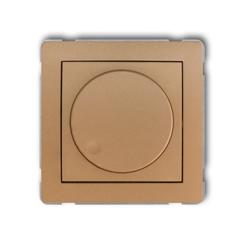 Mechanizm elektronicznego regulatora oświetlenia przyciskowo-obrotowego do współpracy z zasilaczami sterowanymi napięciem 1-10 V Karlik seria DECO 8DRO-3 kolor złoty metalik