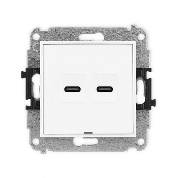 Mechanizm gniazda podwójnego 2xUSB C-C, bez pola opisowego Karlik seria ICON IGUSBBO-8 kolor biały