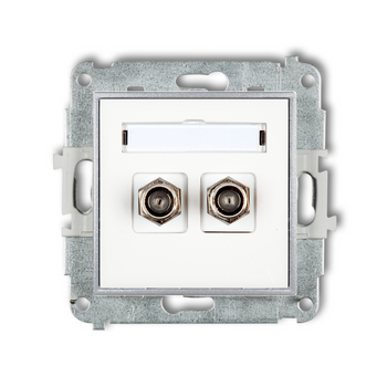 Gniazdo antenowe 2x bez ramki karlik mini kolor biały/srebrny