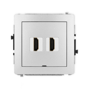 Mechanizm gniazda podwójnego HDMI 2.0, 4K, bez pola opisowego Karlik seria DECO 7DHDMIBO-4 kolor srebrny metalik