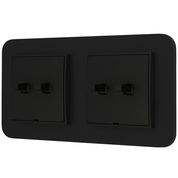 Dwa włączniki podwójne w stylu USA ramka zaokrąglona seria Mini kolor czarny mat