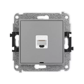 Mechanizm gniazda komputerowego pojedynczego 1xRJ45, kat. 6, 8-stykowy, bez pola opisowego Karlik seria MINI 27MGKBO-3 kolor szary mat