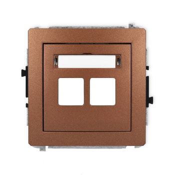Mechanizm gniazda multimedialnego podwójnego bez modułu standard Keystone Karlik seria DECO 9DGM-2P kolor brązowy metalik