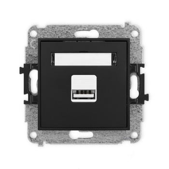 Mechanizm ładowarki USB pojedynczej USB A, 5W max., 5V, 1A Karlik seria ICON 12ICUSB-1 kolor czarny mat