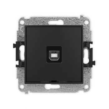 Mechanizm gniazda pojedynczego USB A-B 2.0, bez pola opisowego Karlik seria ICON 12IGUSBBO-3 kolor czarny mat