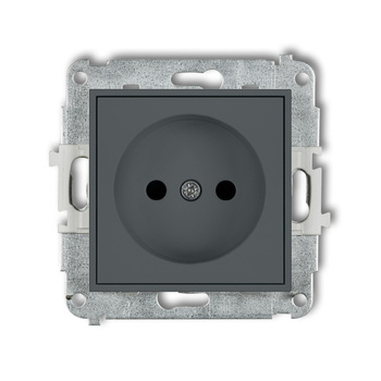 Mechanizm gniazda pojedynczego bez uziemienia 2P z przesłonami torów Karlik seria ICON 28IGP-1p kolor grafitowy mat