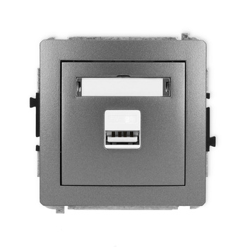 Mechanizm ładowarki USB pojedynczej USB A, 10W max., 5V, 2A Karlik seria DECO 11DCUSB-3 kolor grafitowy