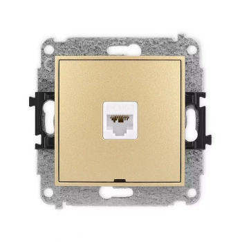 Mechanizm gniazda komputerowego pojedynczego 1xRJ45, kat. 6A, 8-stykowy, bez pola opisowego Karlik seria ICON 29IGKBO-7 kolor złoty