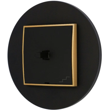 Włącznik schodowy w stylu USA ramka okrągła seria Mini kolor czarny mat/złoty