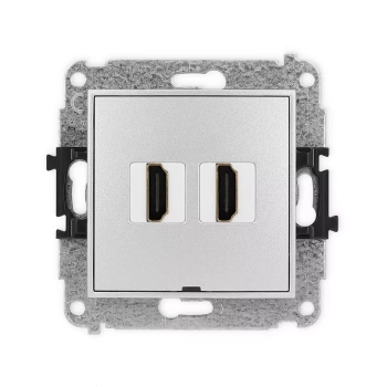 Mechanizm gniazda podwójnego HDMI 2.0, 4K, bez pola opisowego Karlik seria ICON 7IHDMIBO-4 kolor srebrny metalik