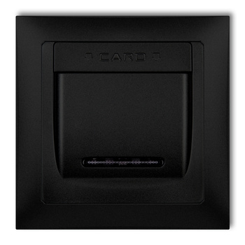 Łącznik hotelowy z ramką uniwersalną pojedynczą z tworzywa DECO Soft Karlik seria DECO 12DSHSO-1 kolor czarny mat