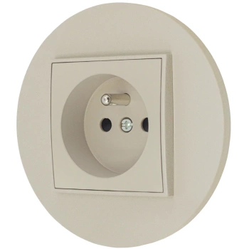 Gniazdo pojedyncze z ramką okrągłą seria MINI kolor taupe