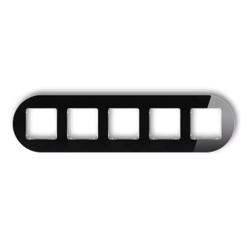 Ramka uniwersalna pięciokrotna okrągła - efekt szkła ramka: czarna; spód: biały Karlik seria ICON 12-0-IRSO-5 kolor czarny