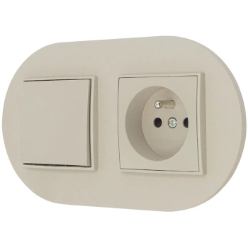 Włącznik pojedynczy z gniazdem pojedynczym z ramką okrągłą seria MINI kolor taupe