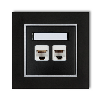 Gniazdo internetowe 2x z ramką karlik mini kolor czarny mat/srebrny