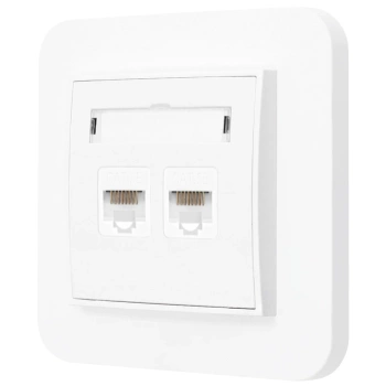 Gniazdo internetowe rj45 2x z ramką zaokrągloną seria MINI kolor biały