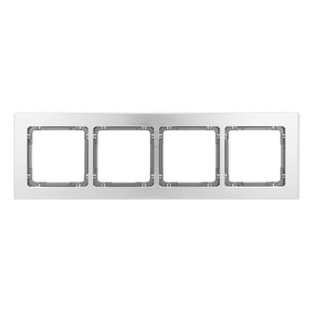 Ramka uniwersalna poczwórna - aluminium szczotkowane ramka: srebrna; spód: grafitowy Karlik seria DECO 7-11-DRA-4 kolor srebrny