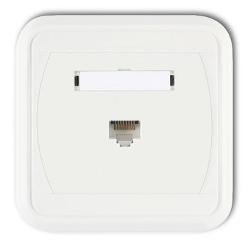 Gniazdo komputerowe pojedyncze 1xRJ45, kat. 6, 8-stykowe Karlik seria LIZA GLK-3 kolor biały