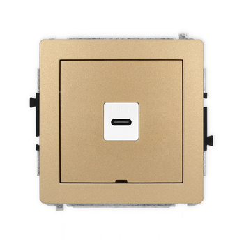 Mechanizm gniazda pojedynczego 1xUSB C-C, bez pola opisowego Karlik seria DECO 8DGUSBBO-7 kolor złoty metalik