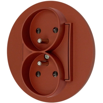 Gniazdo podwójne z ramką okrągłą seria MINI kolor terakota