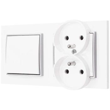 Włącznik z gniazdkiem bezpieczne dla dzieci kolor biały/srebrny 13