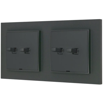 Dwa włączniki podwójne w stylu USA ramka kwadratowa seria Mini kolor grafitowy mat