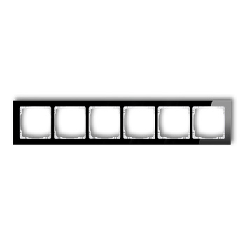 Ramka uniwersalna sześciokrotna - efekt szkła ramka: czarna; spód: biały Karlik seria DECO 12-0-DRS-6 kolor czarny