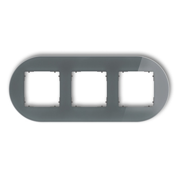 Ramka uniwersalna potrójna okrągła - efekt szkła ramka: grafitowa spód: grafitowy mat Karlik seria ICON 28-28-IRSO-3 kolor grafitowy