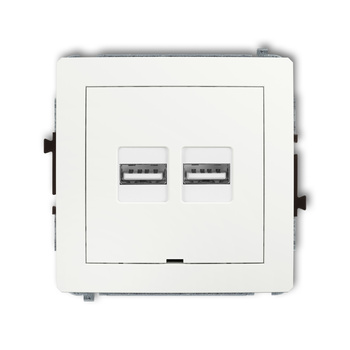 Mechanizm ładowarki USB podwójnej 2xUSB A, 15,5W max., 5V, 3.1A, bez pola opisowego Karlik seria DECO 25DCUSBBO-6 kolor biały mat