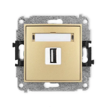 Mechanizm gniazda pojedynczego USB A-A 2.0 Karlik seria MINI 29MGUSB-1 kolor złoty