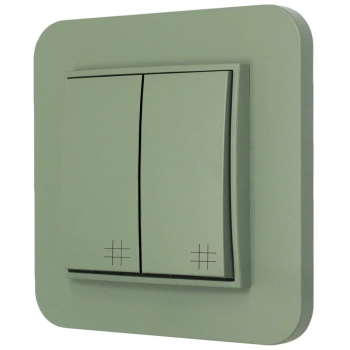 Włącznik krzyżowy podwójny z ramką zaokrągloną seria MINI kolor szałwiowy
