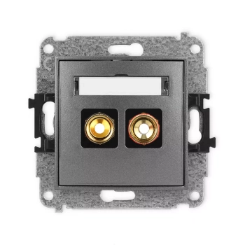 Mechanizm gniazda głośnikowego pojedynczego typu banan - czerwony i czarny, pozłacany, 4 mm2, skręcany Karlik seria ICON 11IGG-4 kolor grafitowy