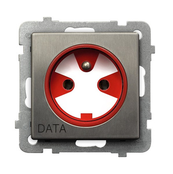 Gniazdo pojedyncze z uziemieniem DATA z kluczem uprawniającym seria SONATA STAL INOX kolor Stal inox symbol GP-1RMZK/m/37