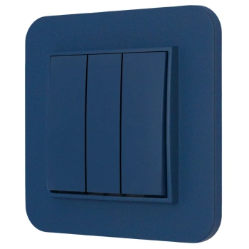 Włącznik potrójny z ramką zaokrągloną seria MINI kolor navy blue