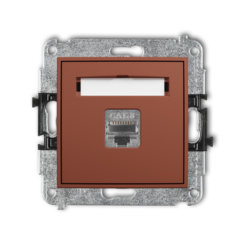 Mechanizm gniazda komputerowego pojedynczego 1xRJ45, kat. 8, ekranowany, 8-stykowy Karlik seria MINI 63MGK-11 kolor terakota